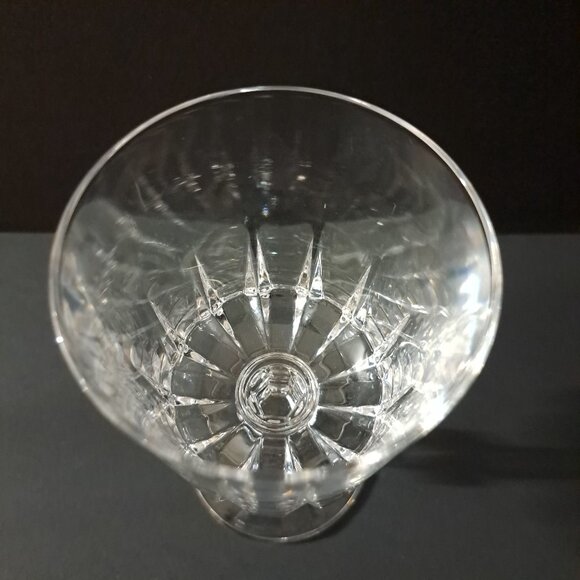 Vintage Clear Glass Water Goblet 6" Tall Paneled Bowl Faceted Stem 3" Wide - Picture 7 of 16